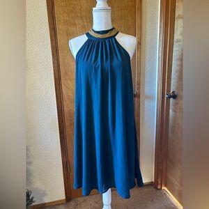 Arianne Green Strapless Dress with Gold Trim